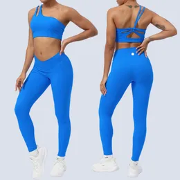 LL Women Yoga Set 2 peças Gym Top Beauty Back Sports Bra Fitness cintura alta push up LL Align Leggings Conjunto de treino Running Wear Roupas esportivas Fatos de treino femininos