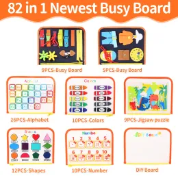 Tunjilool Montessori Parish Toys Busy Board Tidig pedagogisk leksak för småbarn Baby Felt tyghistoria Bok 3D Shape Color Match