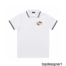 Designer verão nova alta qualidade cor simples bordado luo família manga curta camiseta polo masculino zoa5