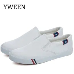 Stiefel Yeween Neue Männer vulkanisieren Schuhe Mann Mode Sneakers Freizeitplattform Wohnungen Student Atmungsfreie weiße Einzelschuhe Slipon Schuhe