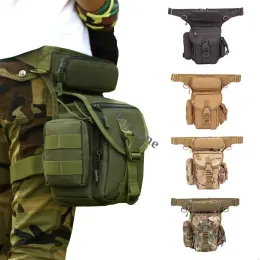 Väskor militär kamouflage lår droppben väska män taktisk verktyg midje bälte påse på motorcykel ridning hip fanny pack molle jaktpåse