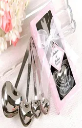 2019 Regali per la festa di nozze Cucchiai dosatori a forma di cuore in un bellissimo pacchetto regalo, souvenir di nozze, forniture omaggio Wholes1267731 cinese