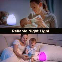 Cat Cat Night Light 7 ألوان مصباح قطة السيليكون الحضانة للأطفال.