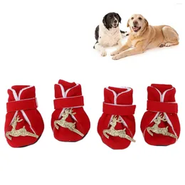 Köpek giyim 4pcs Noel rahat kış evcil ayakkabılar kayma önleyici kar botları ayakkabı kalın sıcak küçük köpekler köpek patikleri