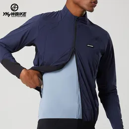 YKYWBIKE Cycling Windbreaker Jacket Men Windproof Long Sleeve Breathable Bicycle Lightweight Packable Coat 240403