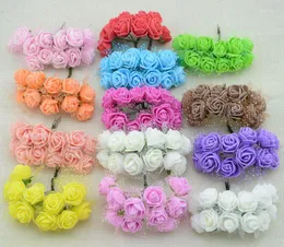 Flores decorativas 12pcs Diy mini rosas