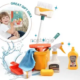 Cucine giocano cibo da 12 pezzi/set per bambini kit di forniture per le faccende domestiche con sustpan bucket mop pulizia set giocattoli per ragazzi per ragazzi ragazze 2443