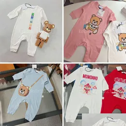 Rompers Spring Autumn Nyfödd baby romper bomull spädbarn jumpsuit tecknad tryckt tjej pojke långärmad bebe pyjamas hög kvalitet droppe d otish