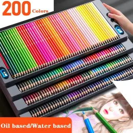 Pencils 48/72/120/150/200 Color Pencils Set Professional Watersoluble/Oiliness Pencil Wood Nontoxic Odorless Sketch Drawing supplies