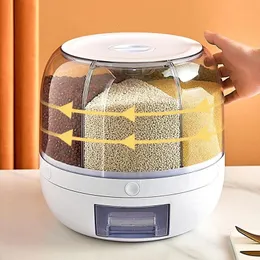 Rotação de cozinha 6kg plástico pet arroz dispensador de grãos recipiente de alimentos balde de grãos caixa de armazenamento dispensador presente de inauguração 240328