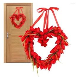 Dekoracyjne kwiaty wieńce serca do drzwi frontowych sztuczne tulipany wieniec 14.56 w Walentynkach Decor Party Favors Garland