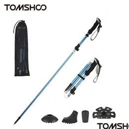 Trekking Poles Sticks Hoo Pole Lightweight Collapsible Fivefold Walking Stick för vandringskamtillbehör Drop Delivery Sports Outdoors Otduk