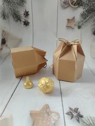 Wrap regalo 10 pezzi di carta kraft con corda di confezionamento esagonale confezione caramella