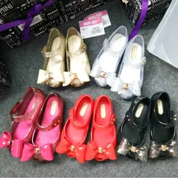 Mini DD Ultragirl Sparkle Summer Bow Girl Girl Jelly Shoes Girls Slip Sandals Kids Beach Sandal Toddle SH19100 240318