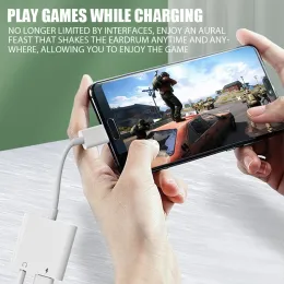 2 I 1 Typ C till 3,5 mm hörlur Jack Audio Charging Splitter Adapter för Samsung iPhone Xiaomi Realme Dubbel USB C Aux -conector