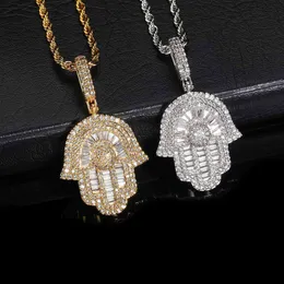 ECED OUT 5A CZ PAVE HAMSA HAND FATIMA PENDEL Halskette für Frauen Männer Hip Hop Schmuck Schmuck