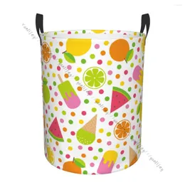 Laundry Bags Dirty Basket Foldable Organizer Colorful Geometric Fruit And Dessert With Dots Clothes Hamper Home Storage