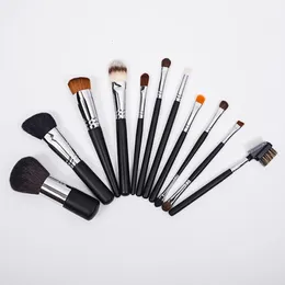 Schwarze Make -up -Bürsten set professionell natürliche Ziegenhaarpinsel Fundament Pulver Kontur Lidschatten Schönheitstools 240403