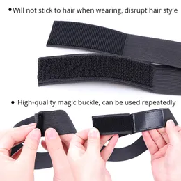 Nunify 5st/Lot Edge Elastic Band Black Edges Hair Wrap för babyhår, Wig Hair Band med kardborrbandsjusterbart kantlagningsband