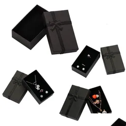 Jewelry Boxes 32Pcs Box 8X5Cm Black Necklace For Ring Gift Paper Jewellery Packaging Bracelet Earring Display With Sponge Drop Delive Dhpcc