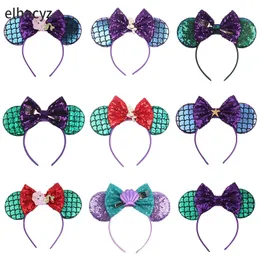 10 Pz/lotto Commercio All'ingrosso Sirena Orecchie Del Mouse Fascia Forcella Paillettes Archi Dei Capelli Hairband FAI DA TE Accessori Per Capelli Delle Ragazze Bambini Principessa Copricapi 240329