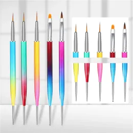 2024 5pcs Plastic Handle Nail Brush Set Design Gel Polish Painting Drawing Acrylic Gel Nail Brushes For Nails Art Manicure Tools for Nail