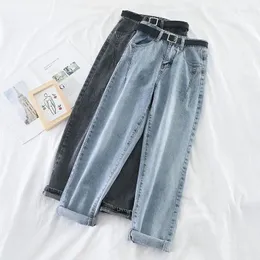 Kadınlar Kot Kore Yüksek Bel Kadın Harem Pantolon Gevşek Artı Boyut Beden Sokak Denim Pantolon Pantalon Femme Vintage Kemer B90