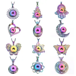 Färgglada snaphalsband smycken 18mm Snap Button Tree Water Drop Heart Necklace For Women Snaps smycken DIY Pendant Necklace