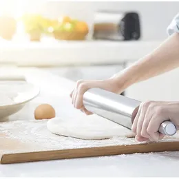 2024 1PCS Edelstahl Fondant Rolling Pin Nicht-Stick-Pizza-Nudeln Kekskuchenwalze Küchenwalze Easy Teig Rolling Tool für für