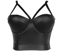 HANWILDER Crop-Top, PU-Leder-BH, Bustier, Weste, Hosenträger, Mieder, Bauchtanz-Korsett, kurze Leibchen, Weste, Zwerchfell, klein, n6741843