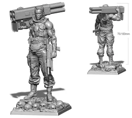 Fotografia 75mmm Modelo de resina de 100 mm Soldier 3D Figura Unpaint No Color RW006