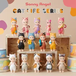 Sonny Angel Cat Life Series Blind Box Cute Anime Postacie Zaskoczenie pudełko zgadowanie torby nożyczki seria nazwa zabawka tajemnicza pudełko gif
