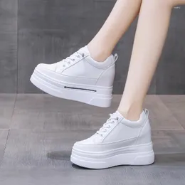 Casual Shoes Spring Autumn White Hidden Wedge Heels Woman 9cm Platform Hiss High-Heels Walking Sneakers Women 2024