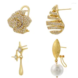Orecchini per borchie Zhukou 4 Stili per donne a cerchio di perle in ottone cubico zirconia goccia d'acqua ragazze all'ingrosso VE1190