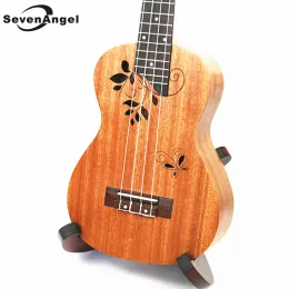 Koncert gitarowy Acoustic 23 -calowy ukulele 4 struny mahoniowe gitara hawajska 17 Fret Electric UKELELE Pickup Eq Butterfly Love Flower