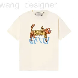 Женская футболка дизайнер проверенный версия Правильная роскошная модная бренда леопардовый принт с короткими рукавами для животных.