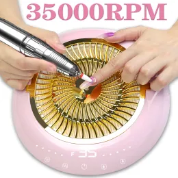 Kits novo 2in1 35000rpm prego broca hine com forte sucção coletor de pó do prego baixo ruído aspirador de pó manicure hine