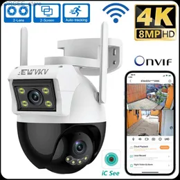 Andra CCTV -kameror 8MP Dual Screen 4K WiFi Surveillance Ai Human Detect Camera Bluetooth Connectinvity 3 Night Vision Lägen IP66 Waterproof ICSEE Y240403