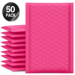 Mailers 50 PCS Leveranspaket förpackning rosa småföretagsleveranser kuvert fraktpaket bubbla kuvert förpackningspåse mailer