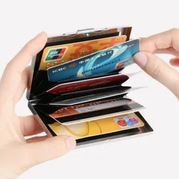2024 1pc 카드 소지자 남성 RFID 차단 알루미늄 금속 슬림 지갑 돈 가방 안티 스캔 신용 카드 홀더 얇은 케이스 소형 남성 지갑 - for-