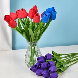 푸 미니 튤립 시뮬레이션 꽃 결혼 장식 실크 꽃 홈 장식 시뮬레이션 식물 가짜 꽃