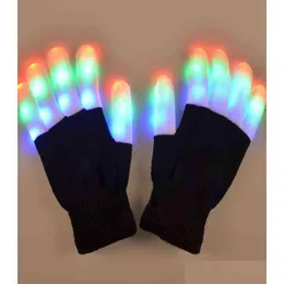 LED Işık Çubukları Yanıp Sönen Eldivenler Glow 7 Mod Yukarı Parmak Uç Aydınlatma Çifti Siyah Y2201059938793 Teslimat Toys Hediyeleri Lifte DHFRT