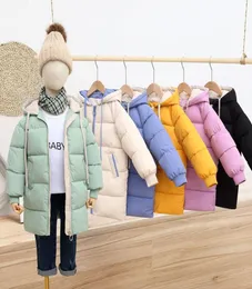 Çocuklar Down Coat Winter Girls Cottonpadded Ceketler Erkekler Sonbahar Orta Parka Hooded Coats Sıcak Uzun Ceket Çocuk Dış Geri Şeker 8273745