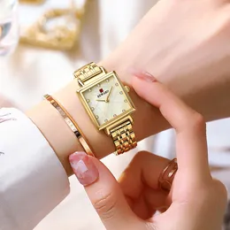 REWARD-relojes dorados de lujo para mujer, reloj de pulsera de acero inoxidable, informal, resistente al agua, de cuarzo
