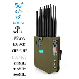 World First Handhell 24 Antennas 5G Signal Wireless Jamm ER con display LCD, Shields 2G 3G 4G 5G Wi-Fi GPS UHF VHF, 24 watt che lavorano fino a 25m