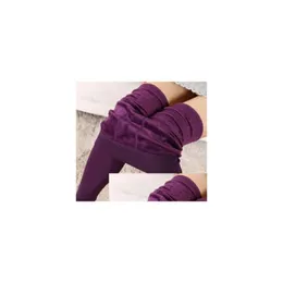 Womens Pants Capris Women Winter Warm Leggings Elastic High Waist Plus Veet Thick Artificial Slim Stretch 8 Colors Drop Delivery Appar Dhcyt