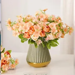 Kwiaty dekoracyjne sztuczna panna młoda ślub jedwabna kamelia pączek bukiet sala dekoracyjna symulacja camellias pąki fałszywe zielone rośliny