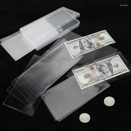 Borse di stoccaggio da 100 pezzi in plastica Transparent Money Bill Borse Safe Collection Banknote Protector Case con supporto per scatole
