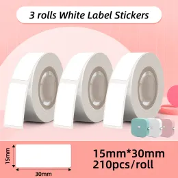Pappersvit etikettband för Phomemo Q30 Printer Paper 3 Rolls Label Sticker Paper Roll för Phomemo Labeller Q30 D30S Label Printer