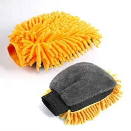 SEAMETAL DUBBEL SIDA BIL Tvätthandskar Microfiber Coral Fleece Cleaning Wash Tools Tjock mjuk anti Scratch Glove Car Washing Mitt